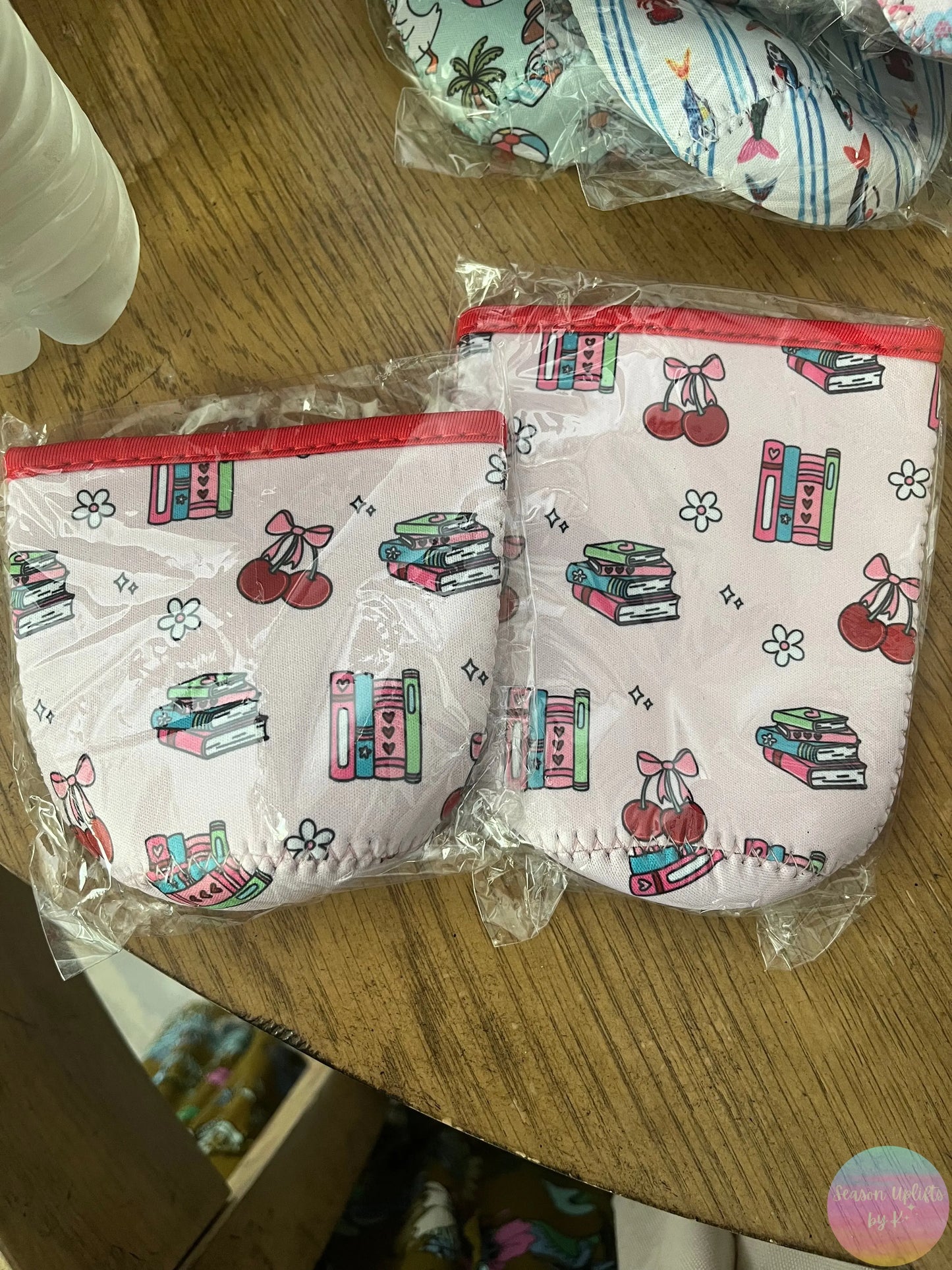 Books & Cherries Medium Drink Sleeve Season Uplifts by K