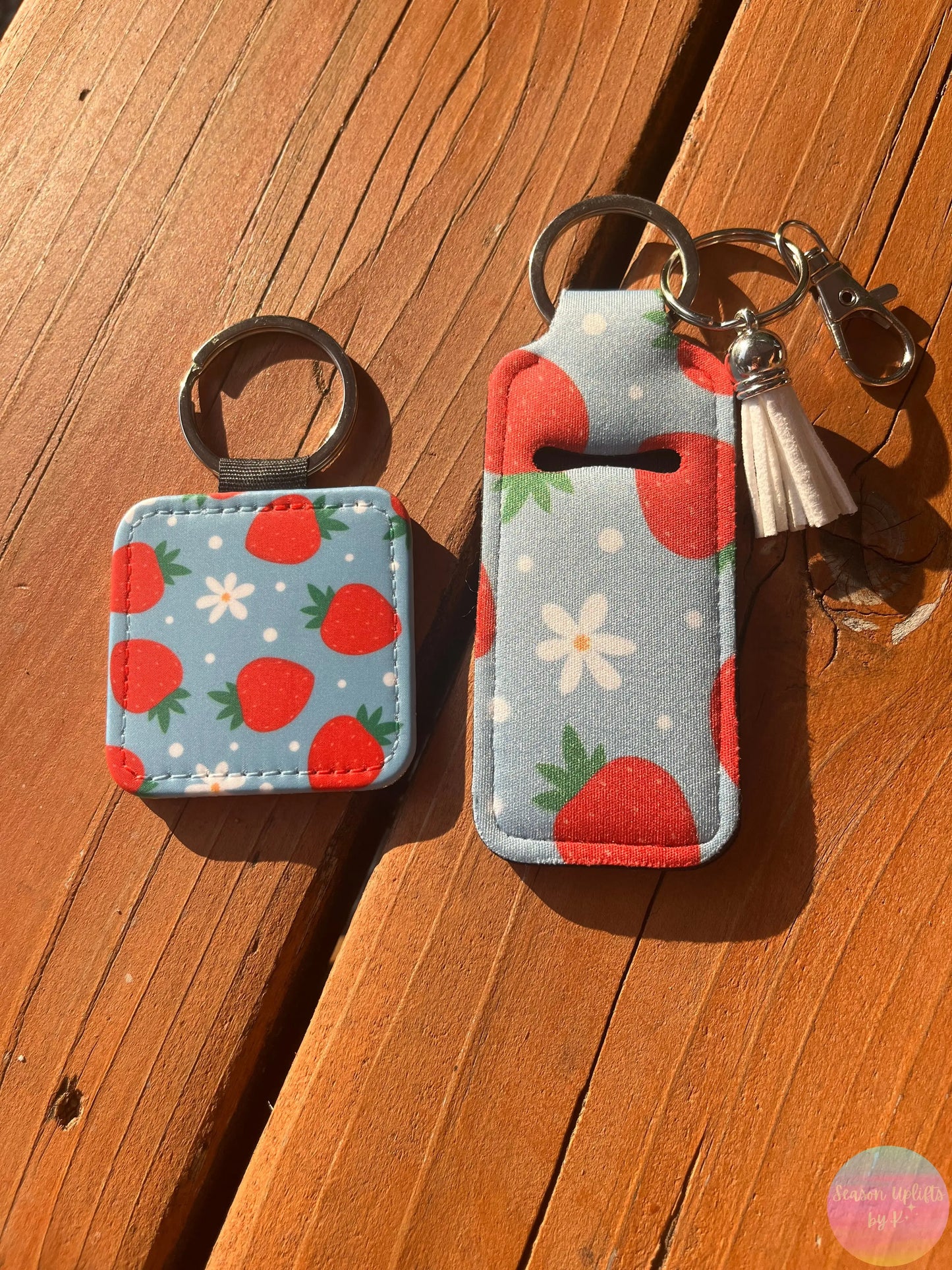 Chapstick Holder Keychain Strawberries Season Uplifts by K