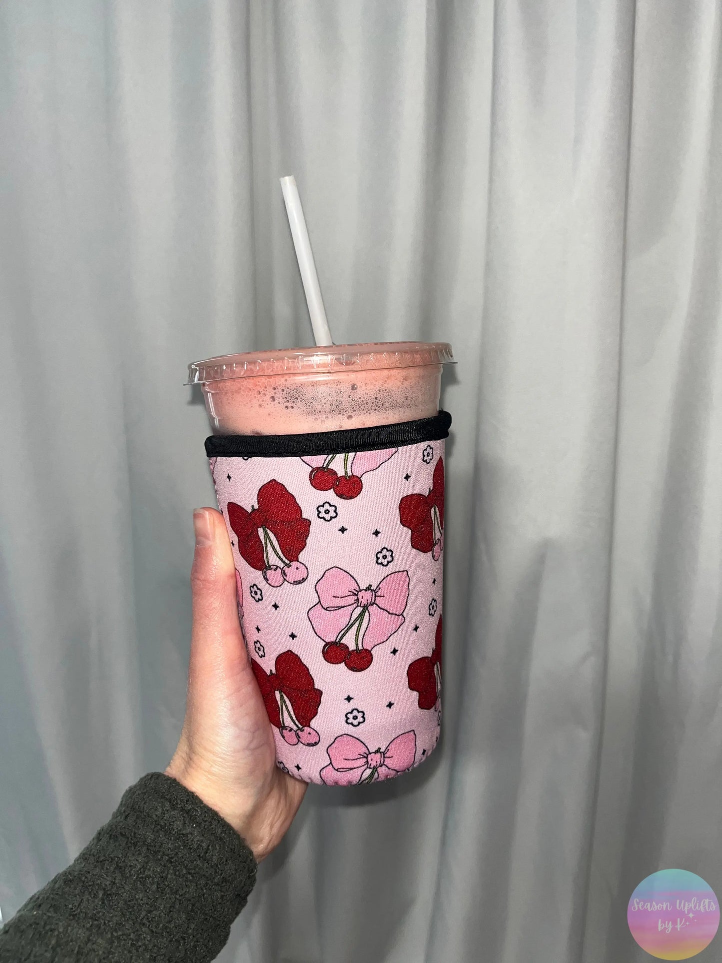 Cherries & Bows Medium Coffee Sleeve Season Uplifts by K