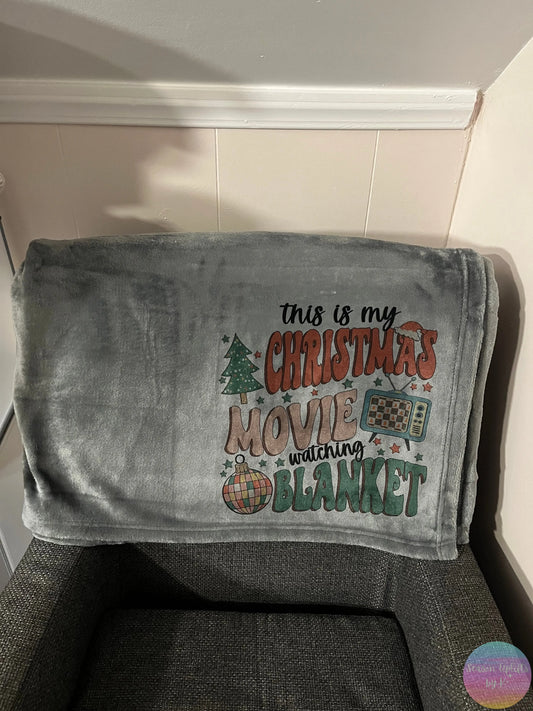 Christmas Movie Watching Dark Gray Blanket Season Uplifts by K