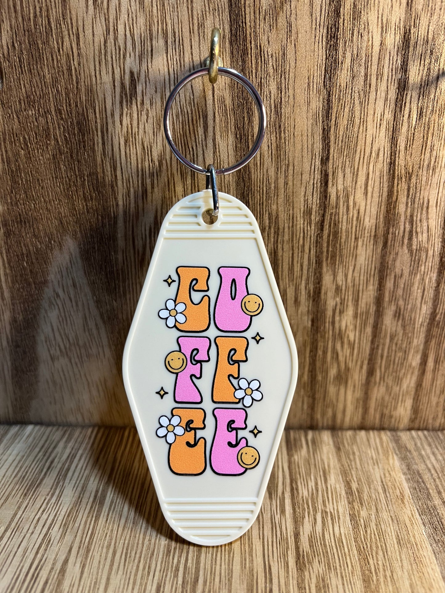 Coffee Makes Me Happy Motel Keychain
