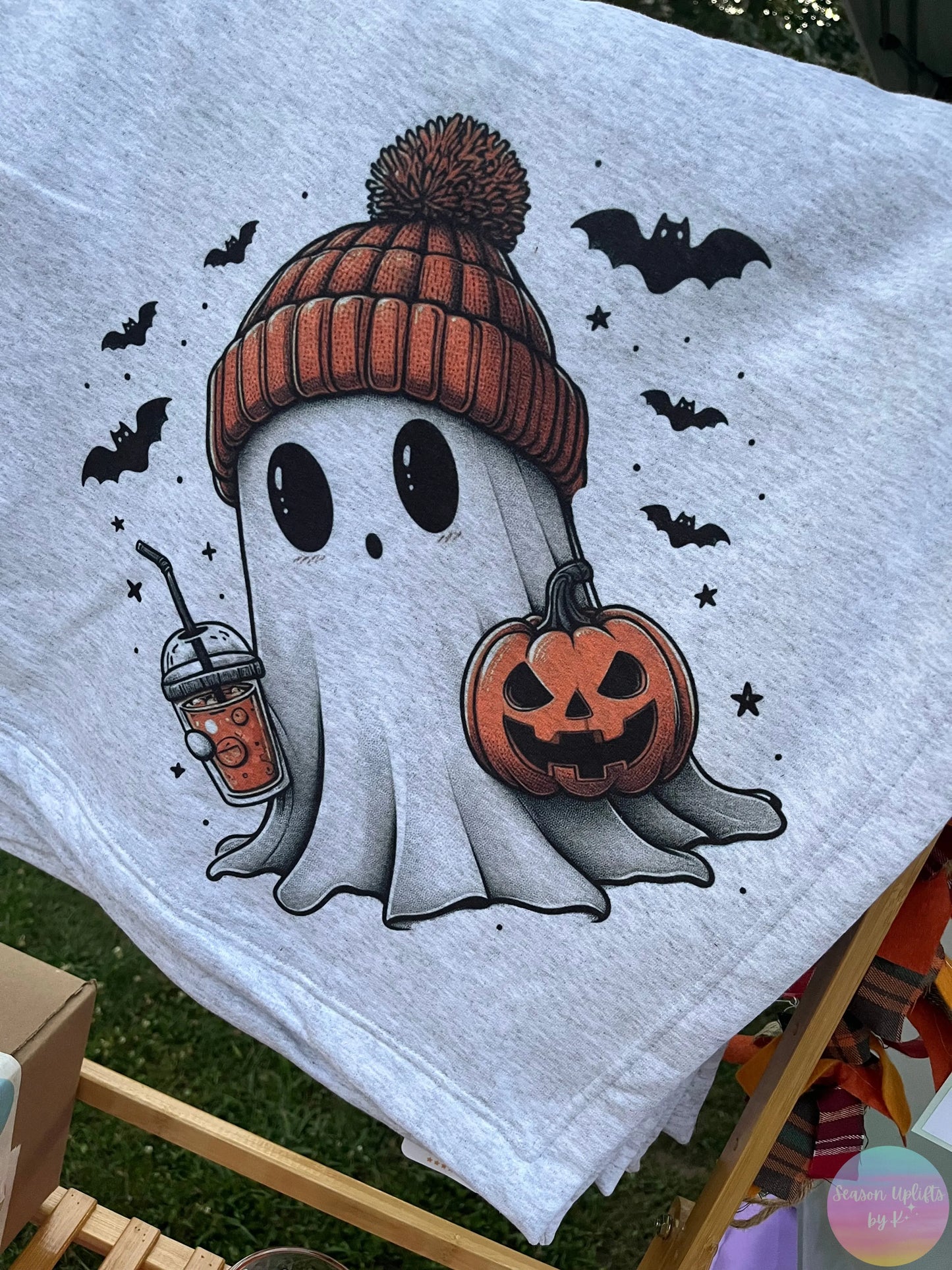 Cute Ghost Fleece Sweatshirt Blanket Season Uplifts by K