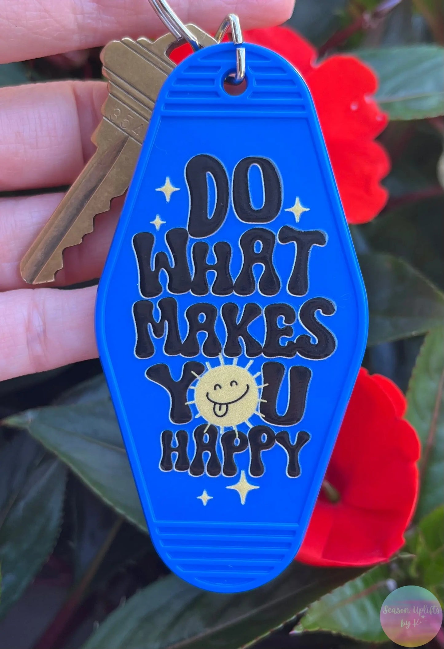 Do What Makes You Happy Retro Motel Keychain Season Uplifts by K
