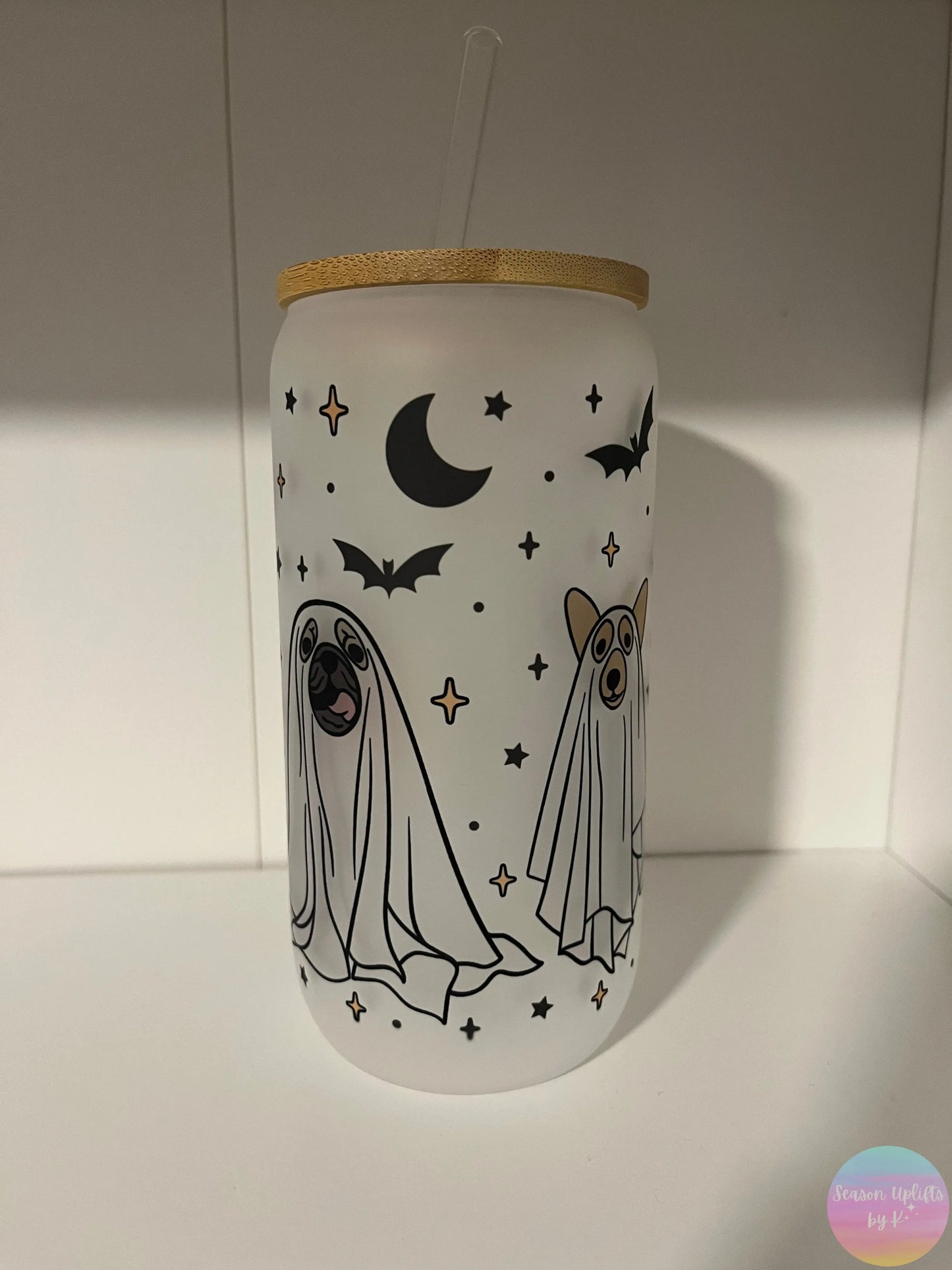 Ghost Dogs Frosted Glass Cup Season Uplifts by K