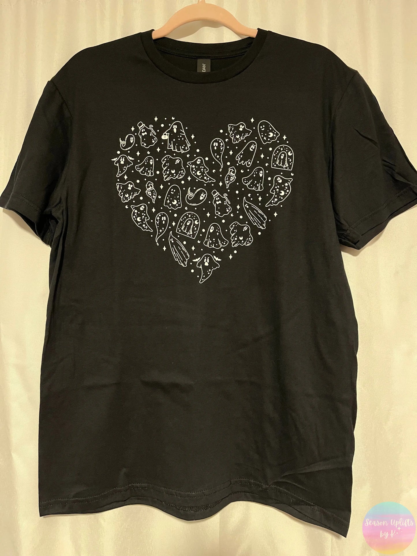 Ghosts Heart Black T-Shirt Season Uplifts by K