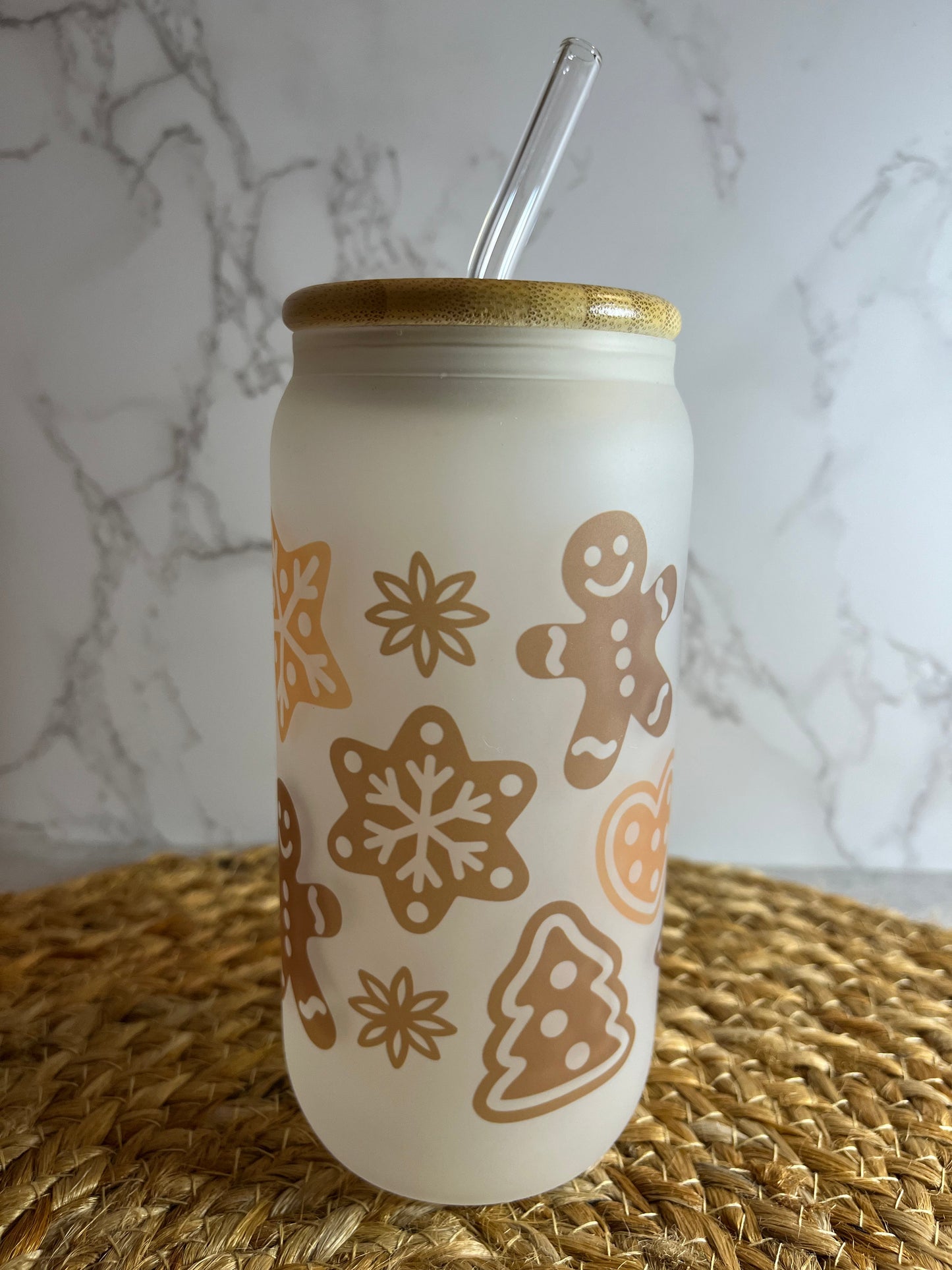 Gingerbread Cookies 16oz Glass Cup