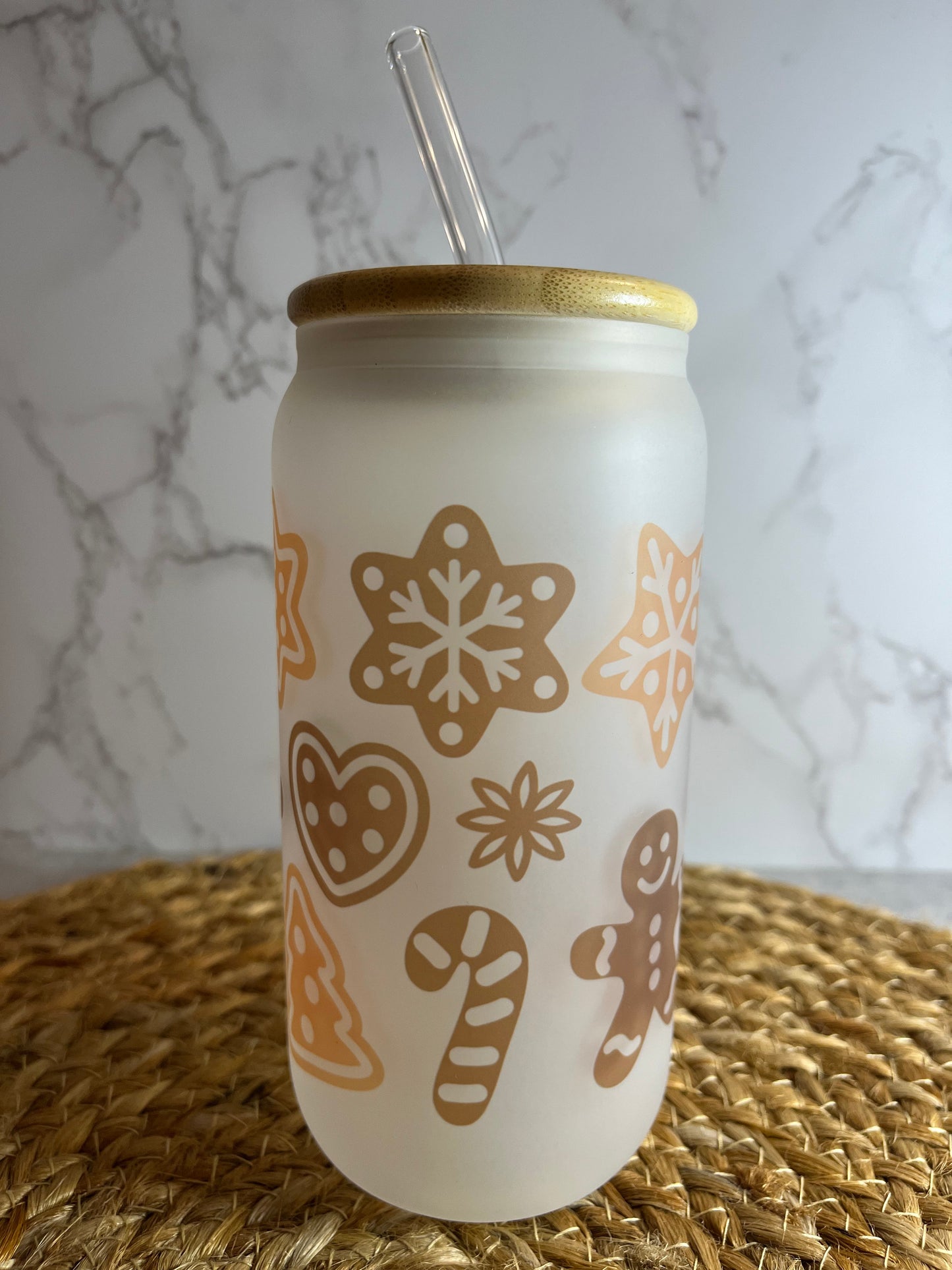 Gingerbread Cookies 16oz Glass Cup