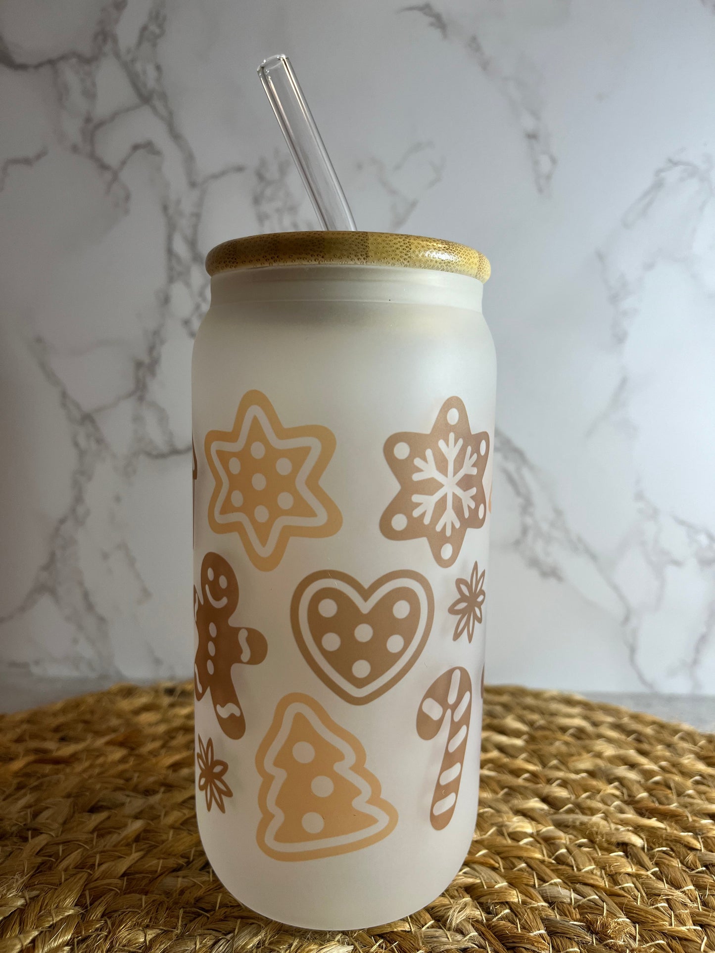 Gingerbread Cookies 16oz Glass Cup