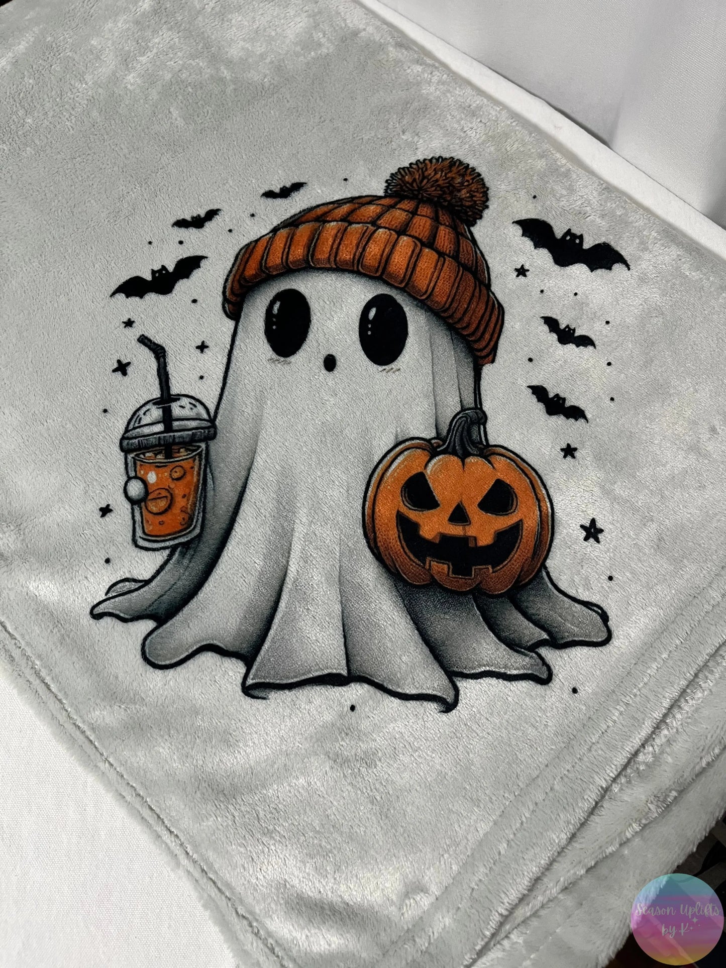 Halloween Ghosty Light Gray Fuzzy Blanket Season Uplifts by K