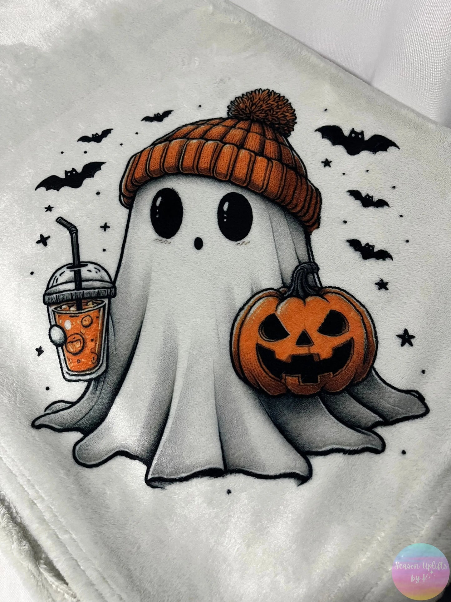 Halloween Ghosty Light Gray Fuzzy Blanket Season Uplifts by K
