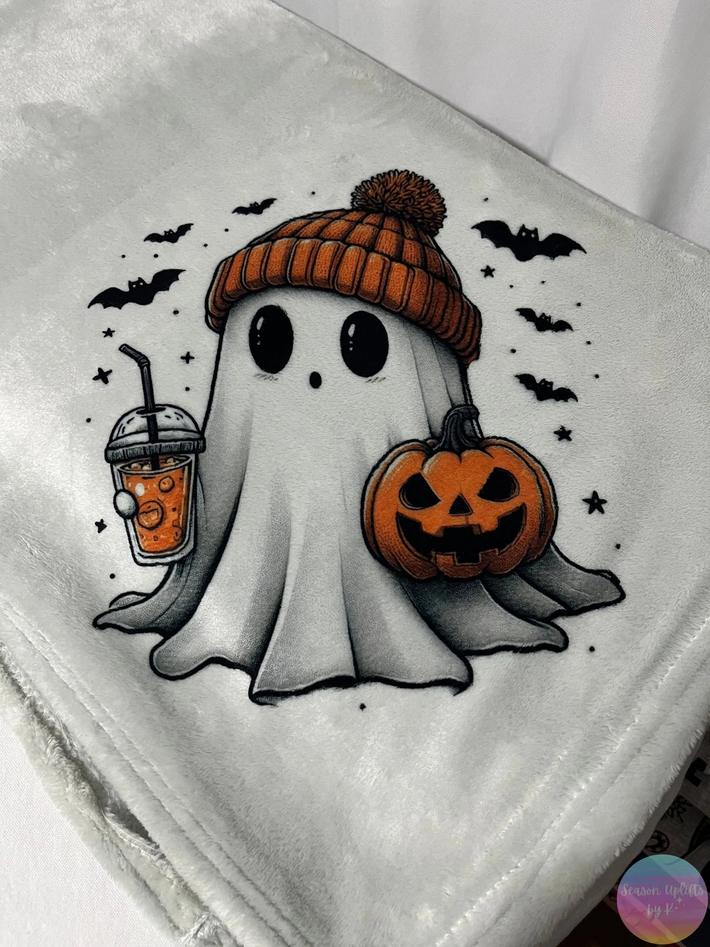 Halloween Ghosty Light Gray Fuzzy Blanket Season Uplifts by K