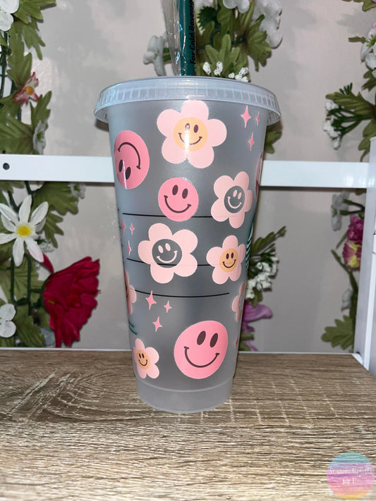 Happy Daisies 24oz Cold Cup + Lid + Straw Season Uplifts by K