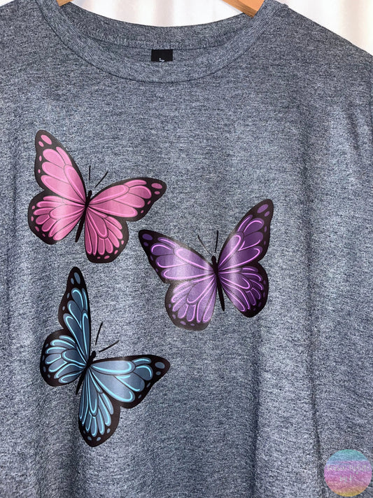 Imperfectly Perfect Butterflies Heather Dark Grey Tee 2XL Season Uplifts by K