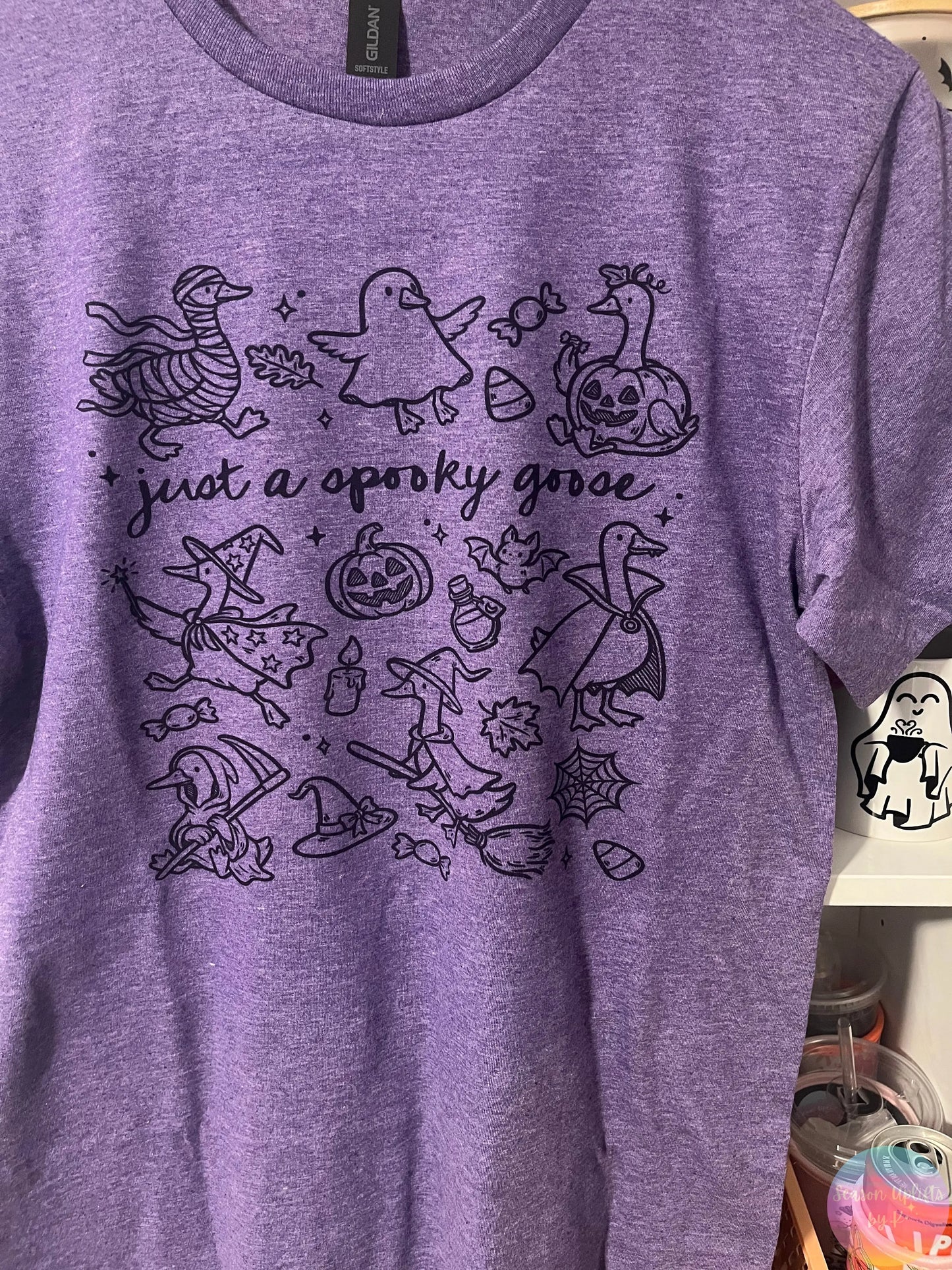 Just a Spooky Goose Tee Heather Purple Season Uplifts by K