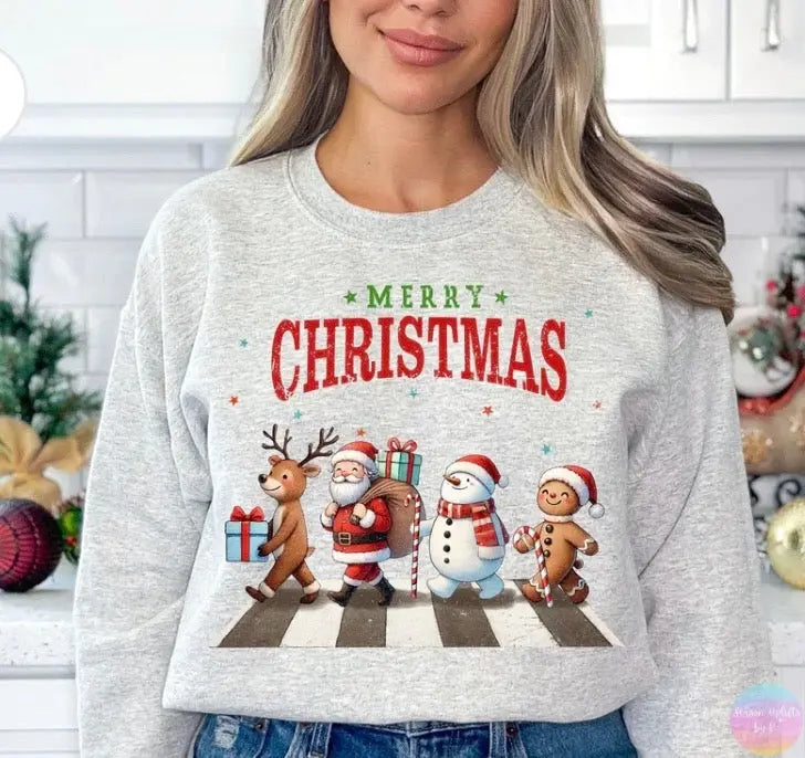 Merry Christmas Ash Grey Crewneck Sweatshirt Season Uplifts by K