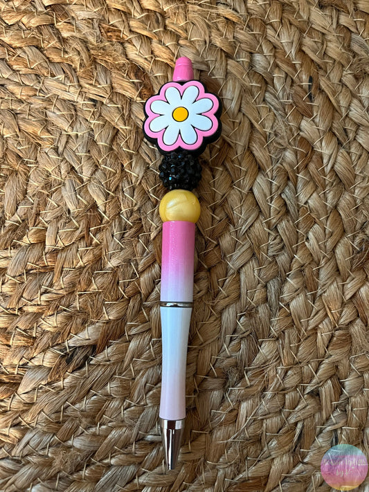 Pink Daisy Beaded Pen Season Uplifts by K