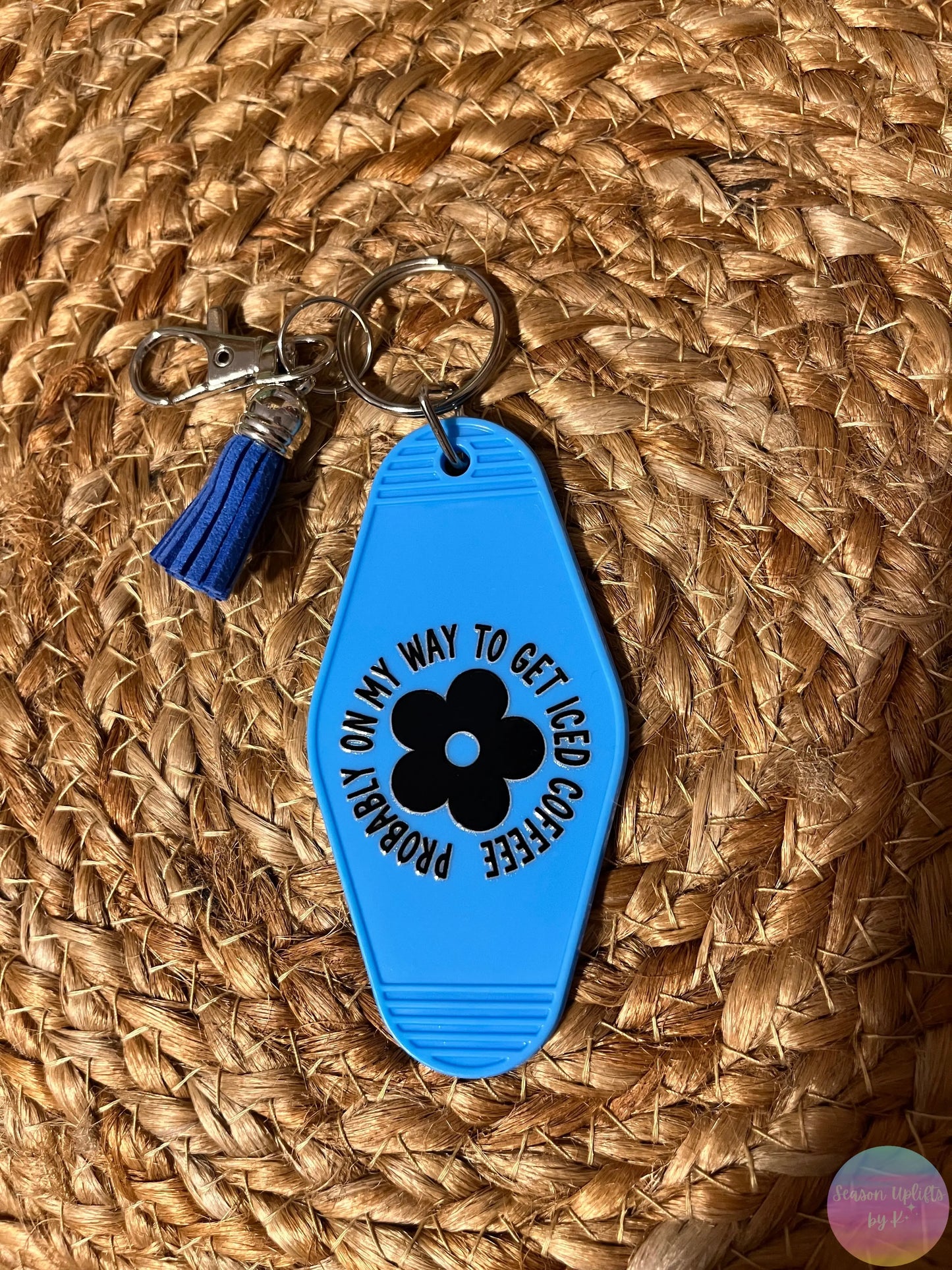 Probably On My Way To Get Iced Coffeee Motel Keychain Season Uplifts by K
