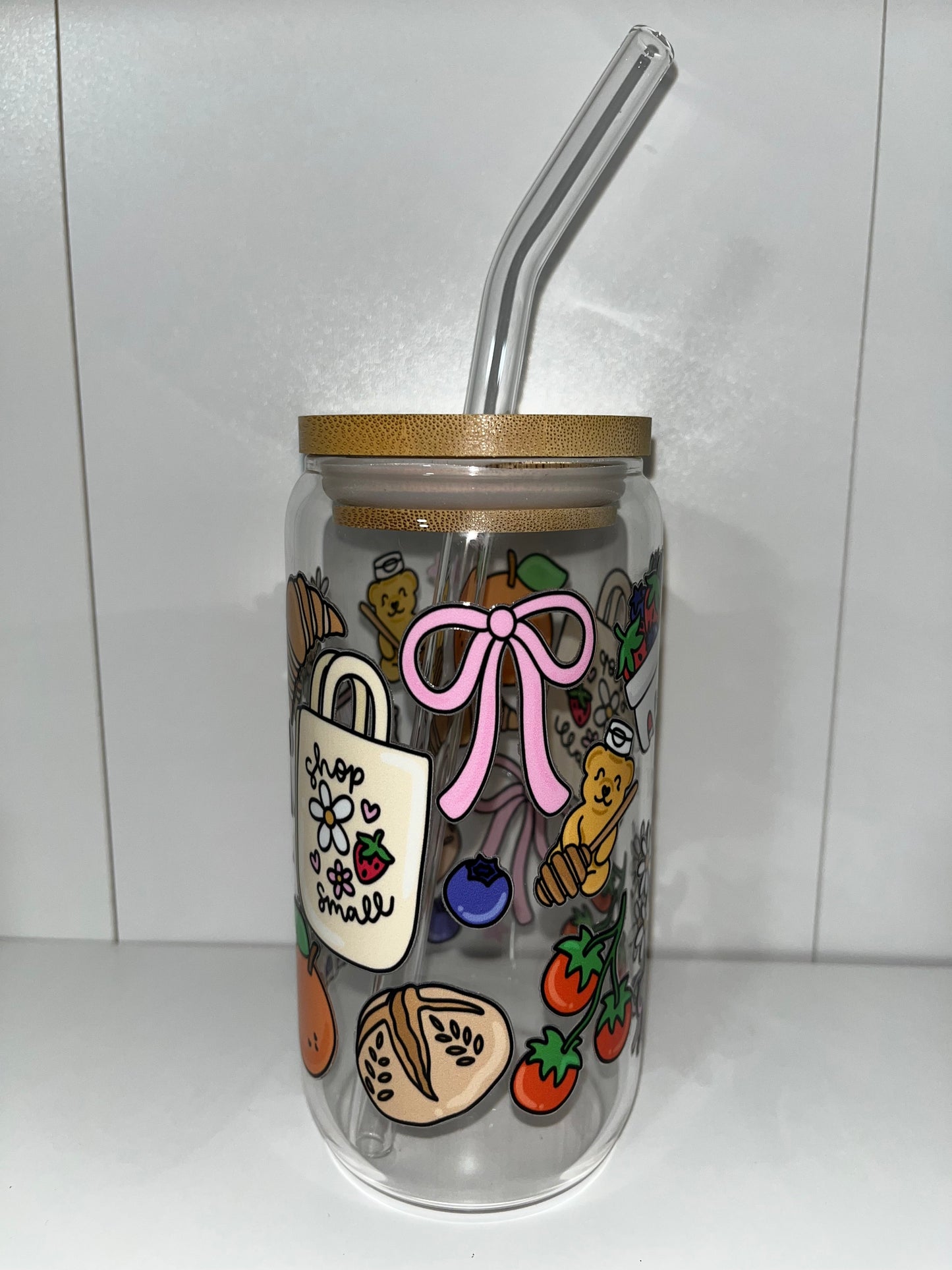 Shop Small/Farmers Market 16oz Glass Cup