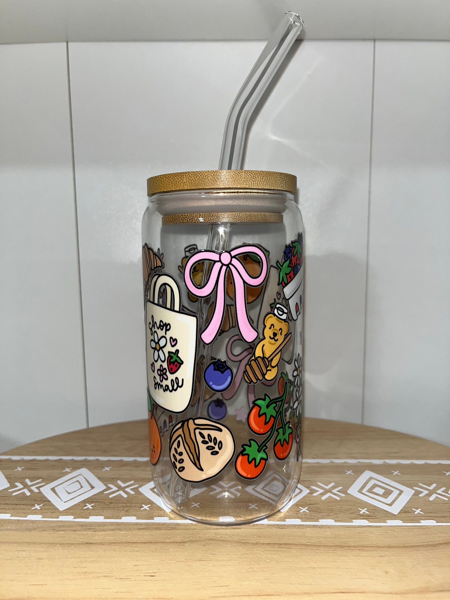 Shop Small/Farmers Market 16oz Glass Cup