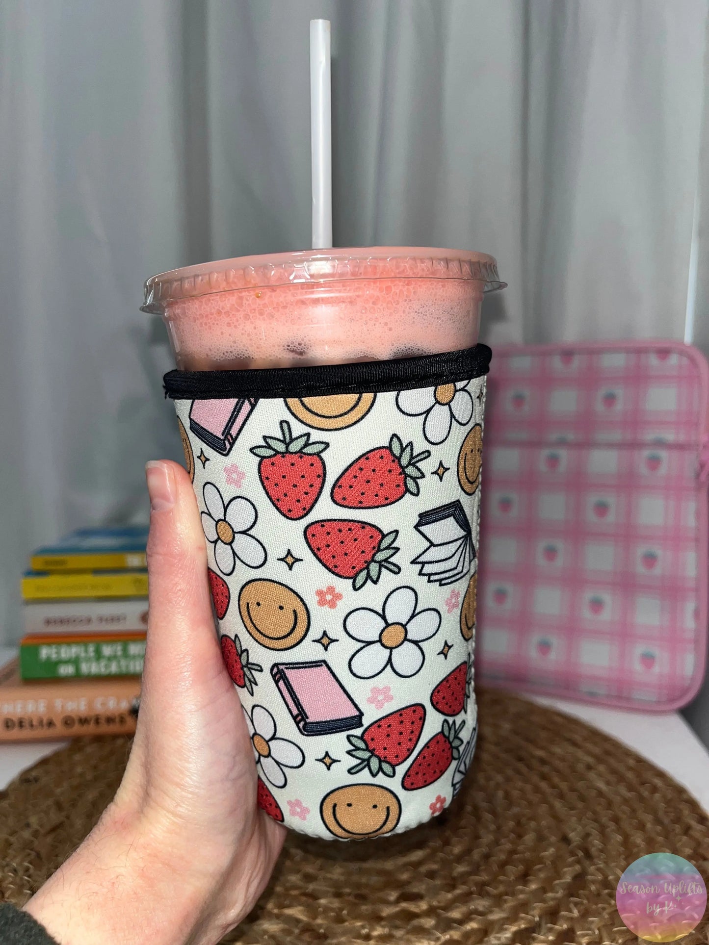 Strawberries & Books Coffee Sleeves Season Uplifts by K