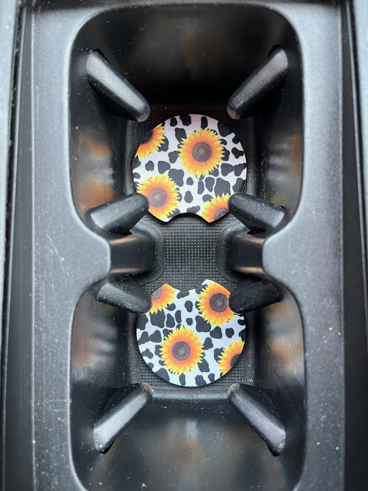 Sunflower Cow Car Coaster Set Season Uplifts by K