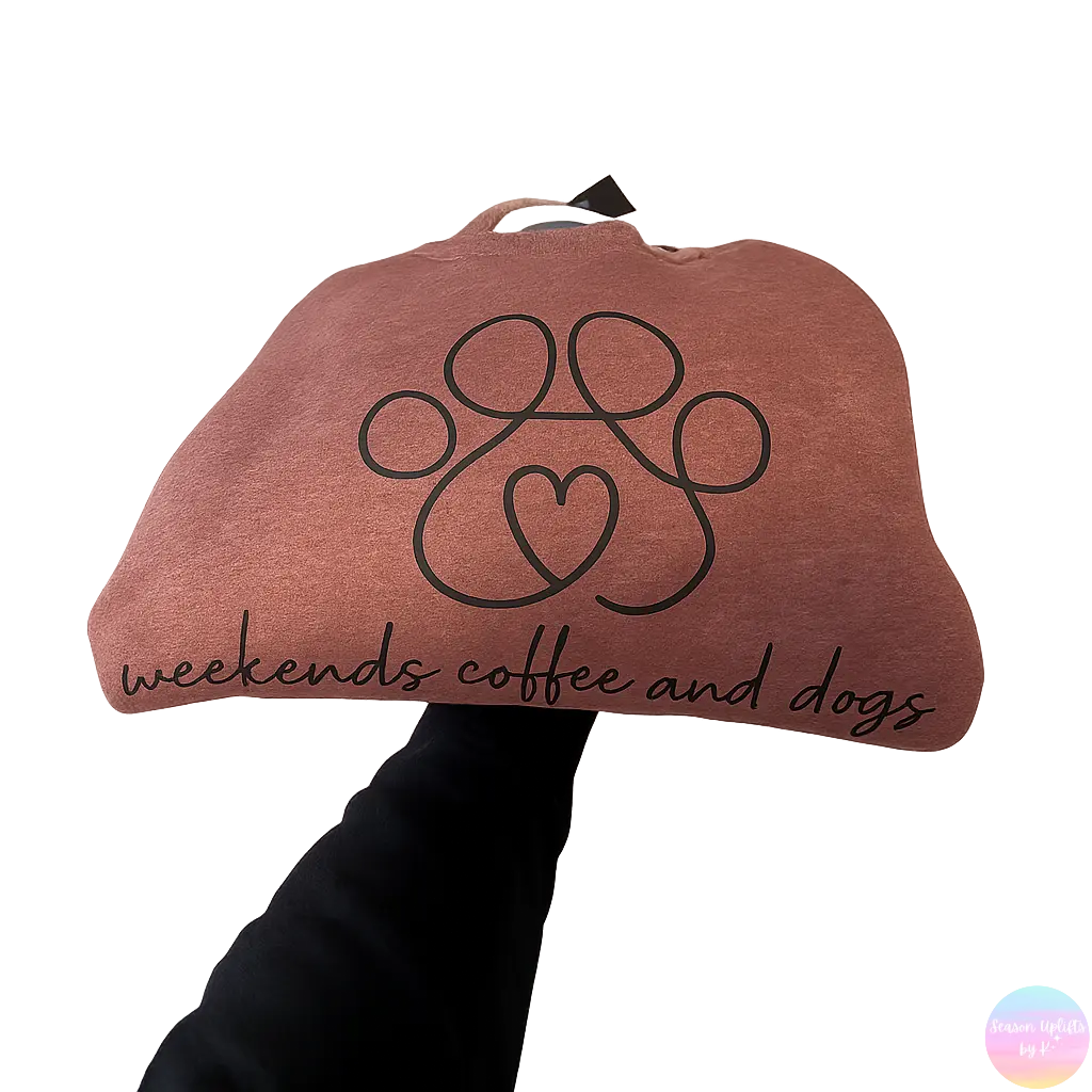 Weekends, Coffee and Dogs Heather Maroon Crewneck Sweatshirt (Made to Order) Season Uplifts by K