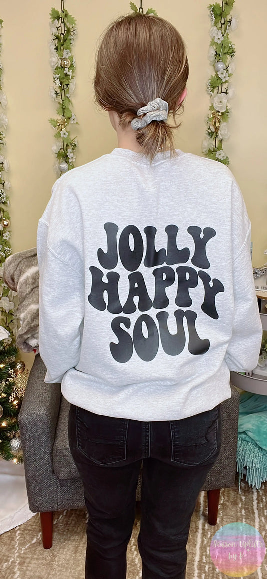 Ash Grey Jolly Happy Soul Crewneck Sweatshirt Season Uplifts by K