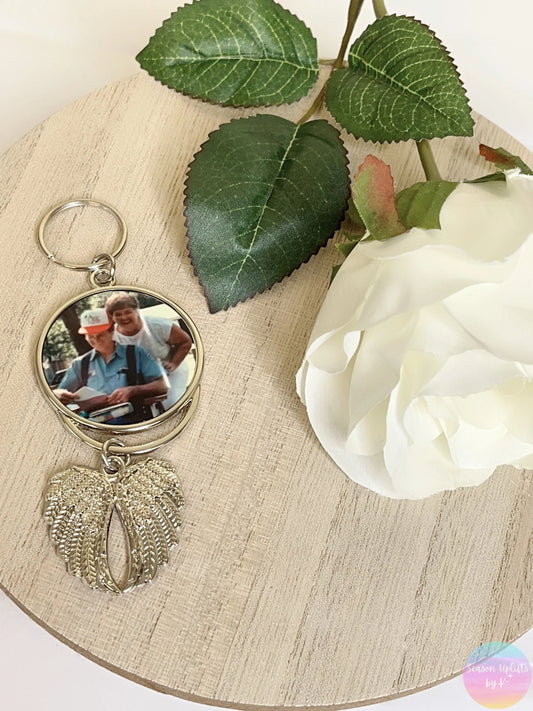 Memorial Angel Wing Keychain or Rear View Mirror Ornament Season Uplifts by K
