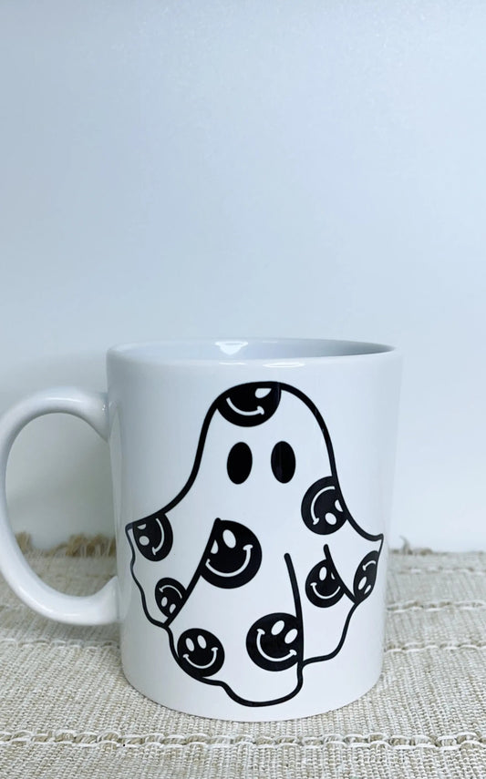 Smiley Ghost Ceramic Mug Season Uplifts by K