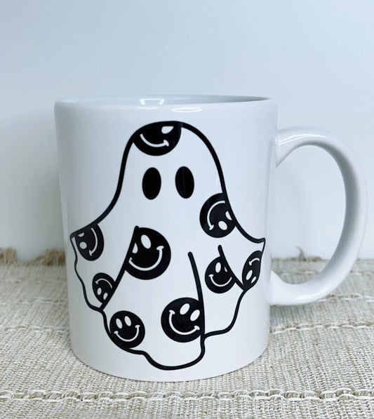 Smiley Ghost Ceramic Mug Season Uplifts by K
