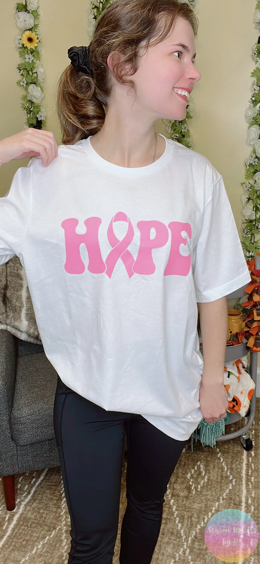 White Breast Cancer Awareness T-Shirt Season Uplifts by K