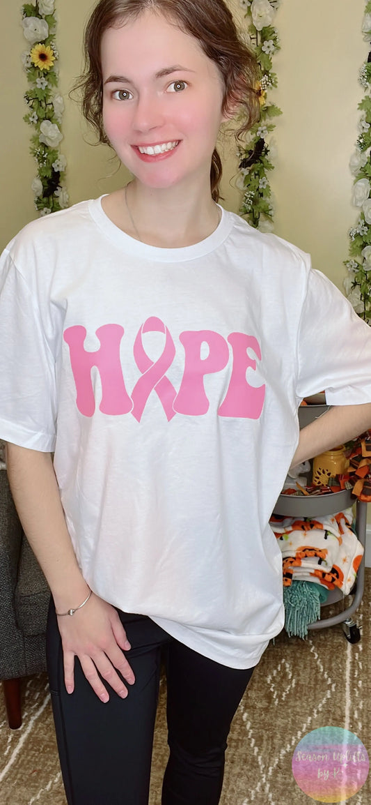 White Breast Cancer Awareness T-Shirt Season Uplifts by K