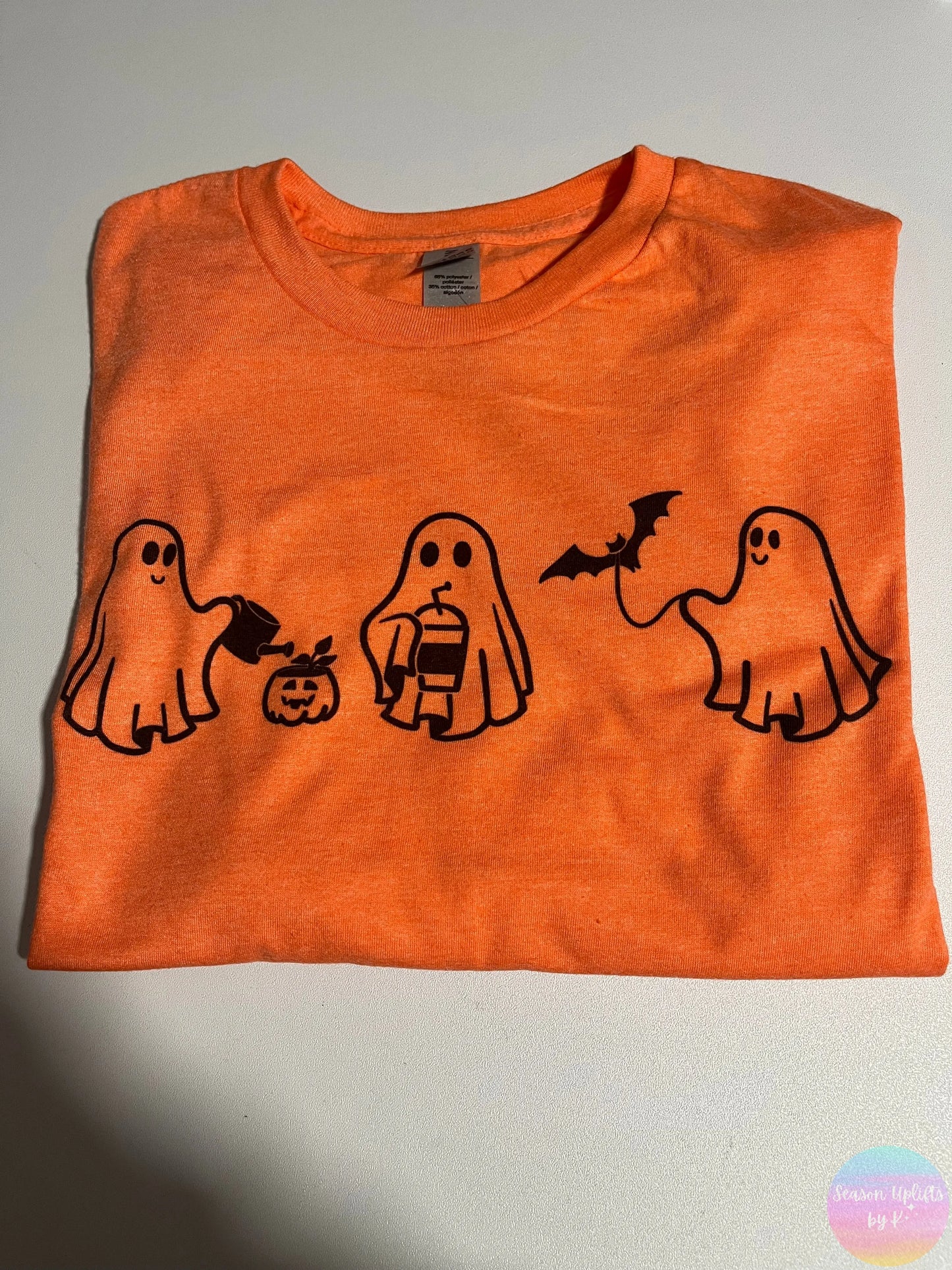 3 Happy Ghost Heather Orange T-Shirt Season Uplifts by K