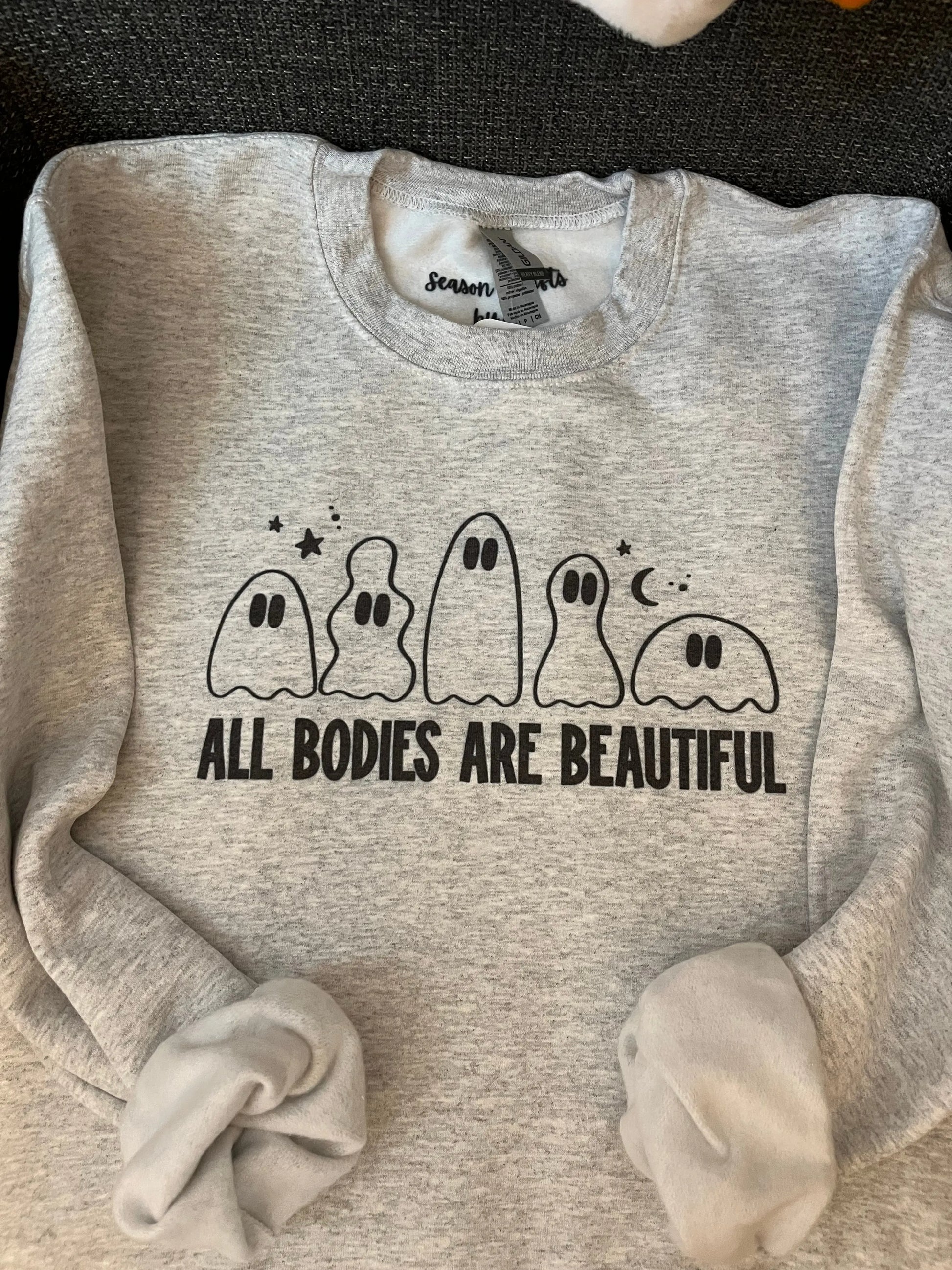 All Bodies Are Beautiful Ash Grey Crewneck Sweatshirt Season Uplifts by K