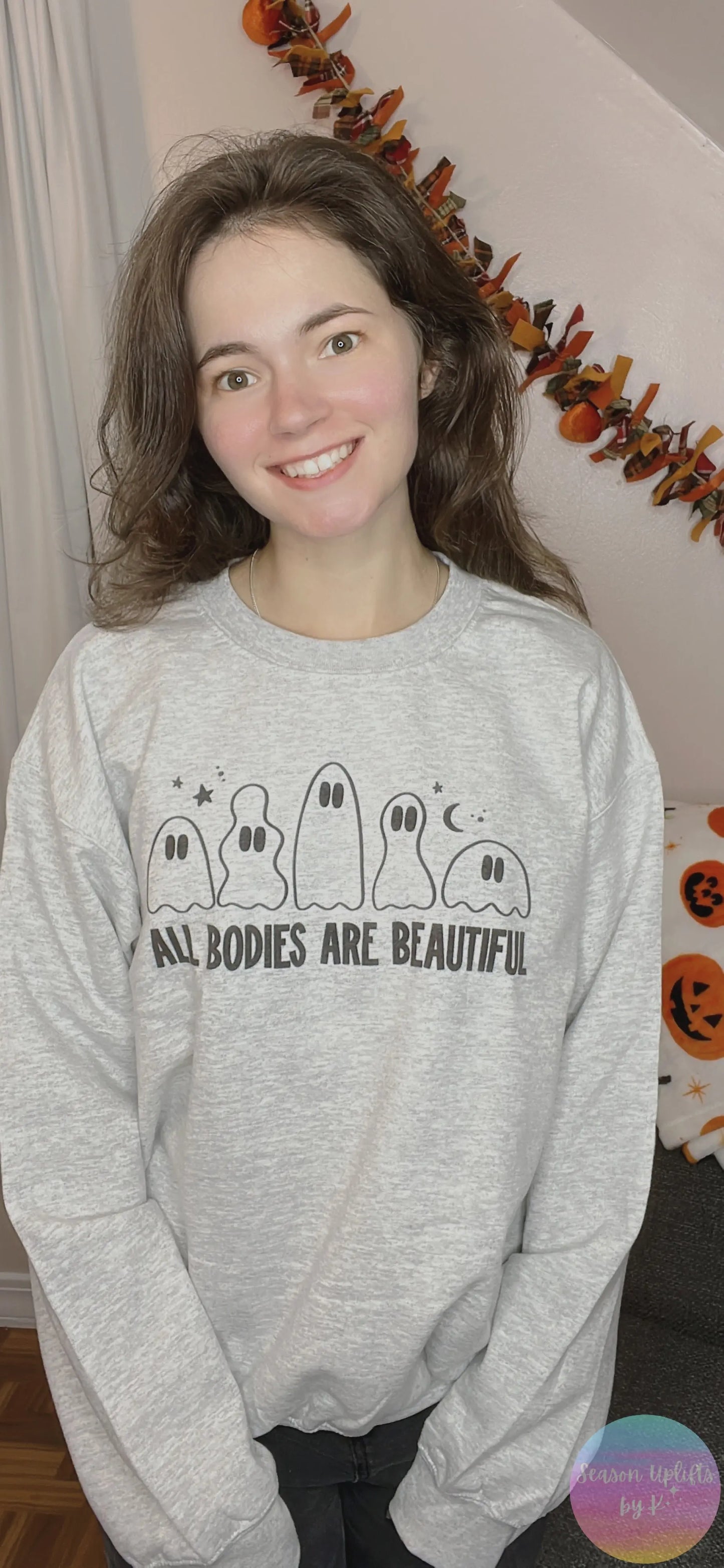 All Bodies Are Beautiful Ash Grey Crewneck Sweatshirt Season Uplifts by K