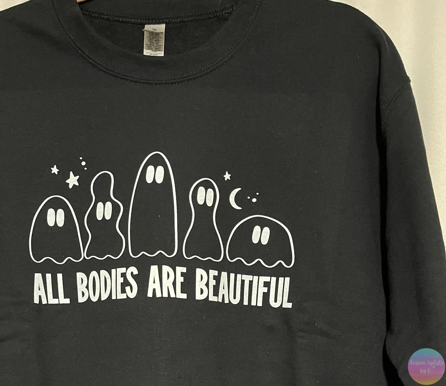 All Bodies Are Beautiful Black Crewneck Sweatshirt Season Uplifts by K