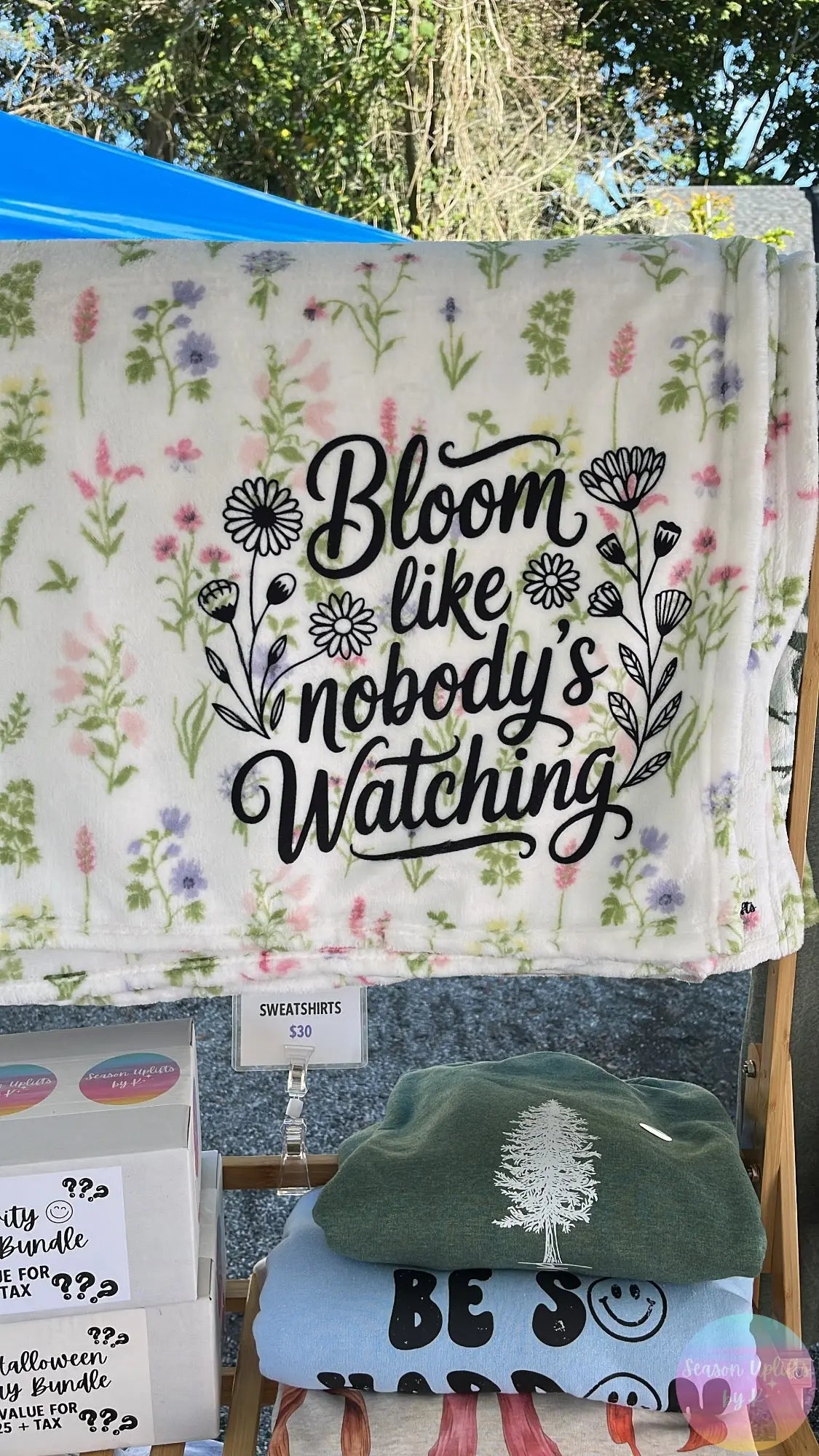Bloom Like Nobody’s Watching – Cozy Floral Inspirational Blanket Season Uplifts by K