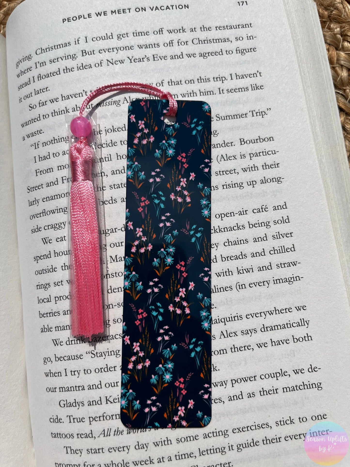 Blues & Pinks Floral Bookmark Season Uplifts by K