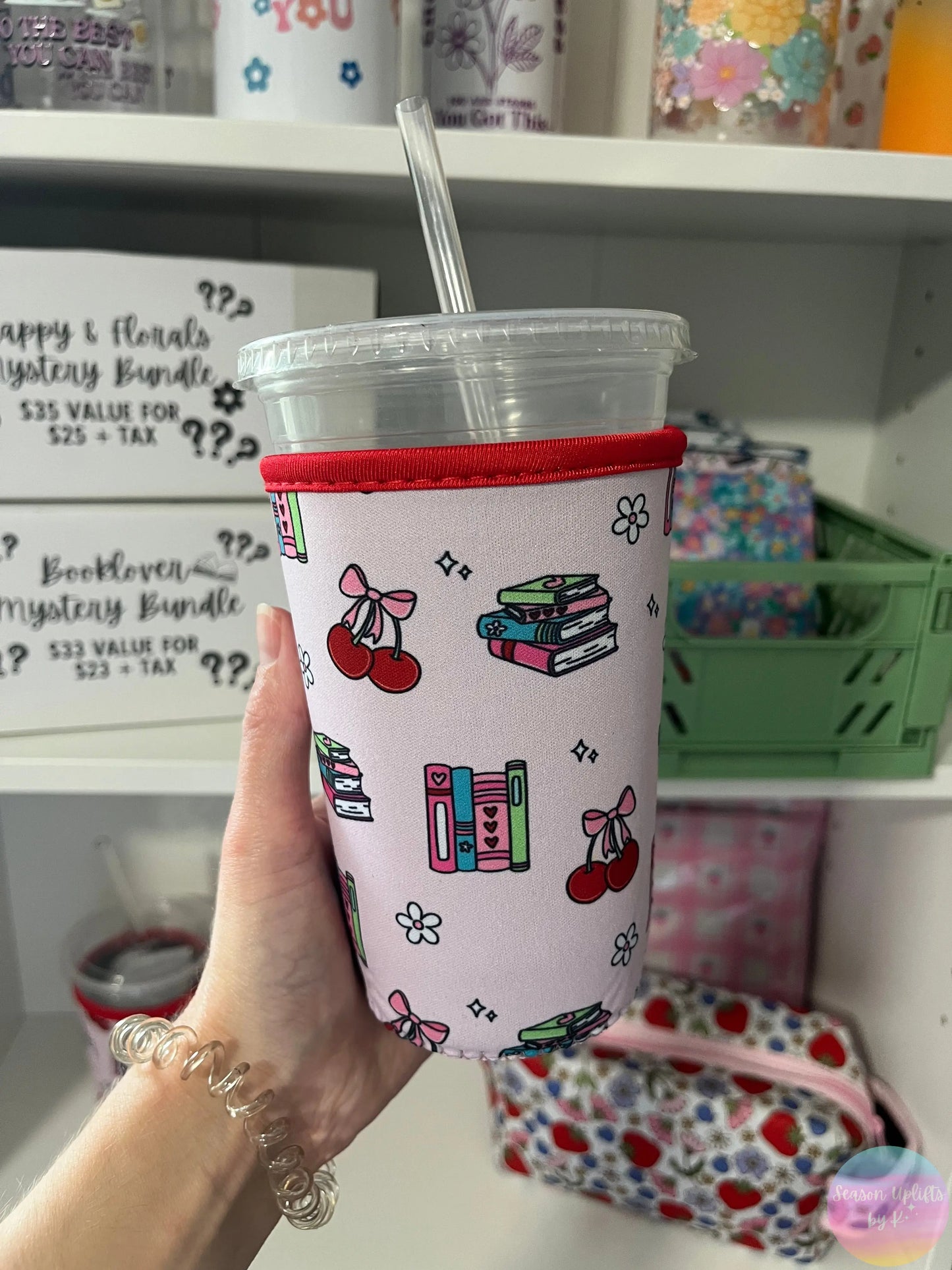 Books & Cherries Drink Sleeve Season Uplifts by K