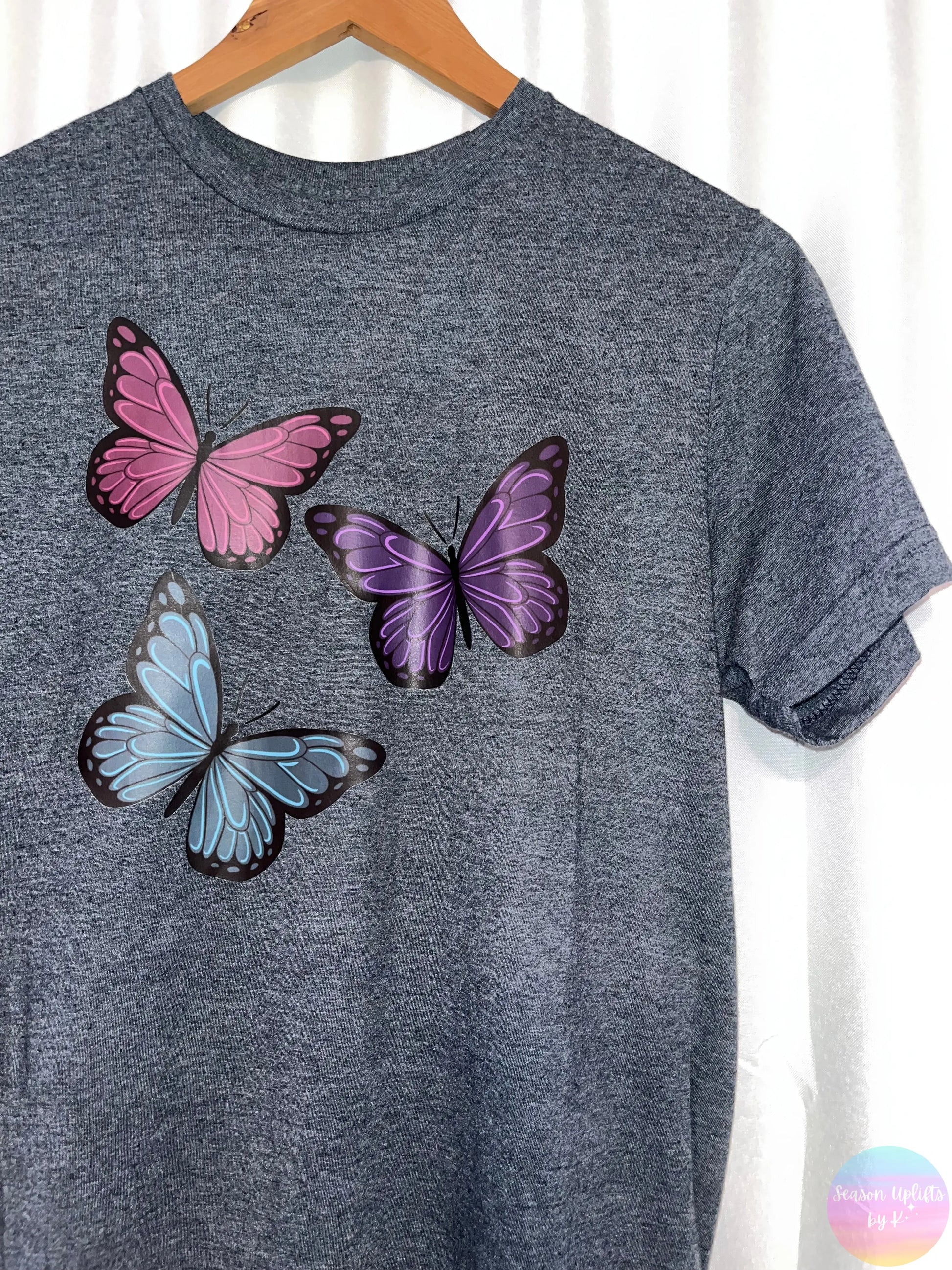 Butterflies Heather Dark Grey Tee Season Uplifts by K