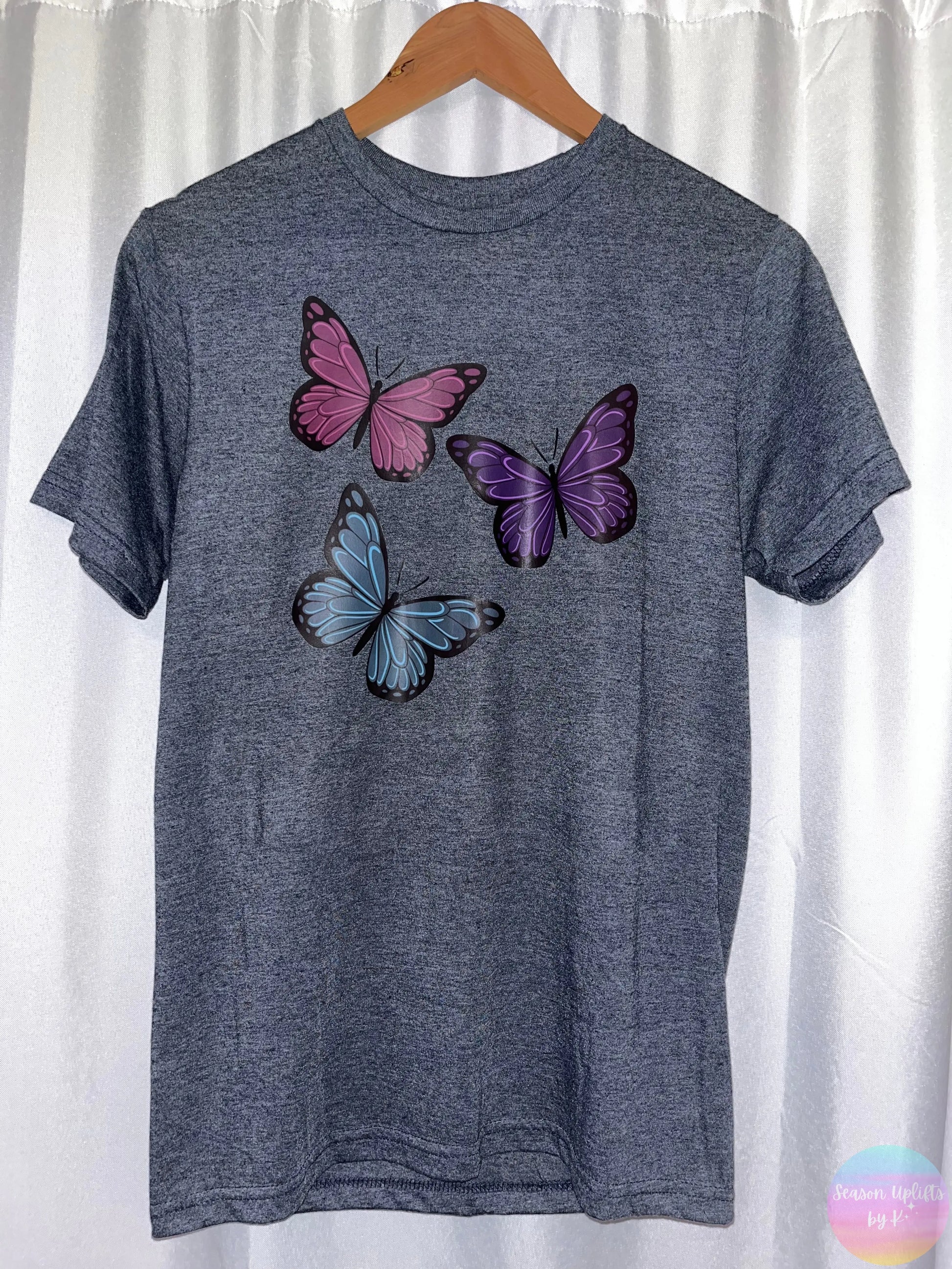 Butterflies Heather Dark Grey Tee Season Uplifts by K