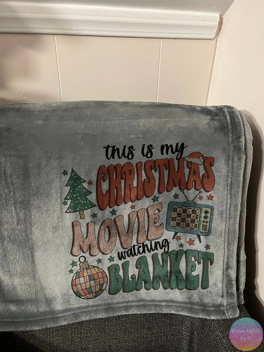 Christmas Movie Watching Dark Gray Blanket Season Uplifts by K