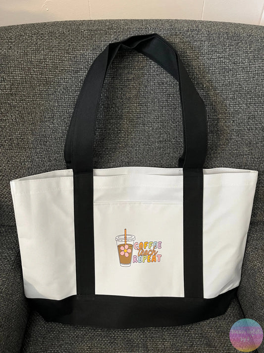 Coffee, Teach, Repeat Tote Bag Season Uplifts by K