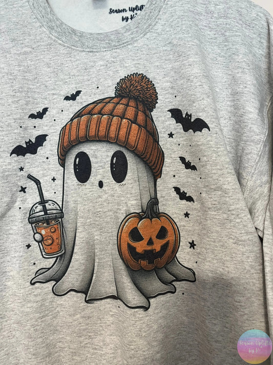 Cute Ghostie Ash Grey Crewneck Sweatshirt Season Uplifts by K