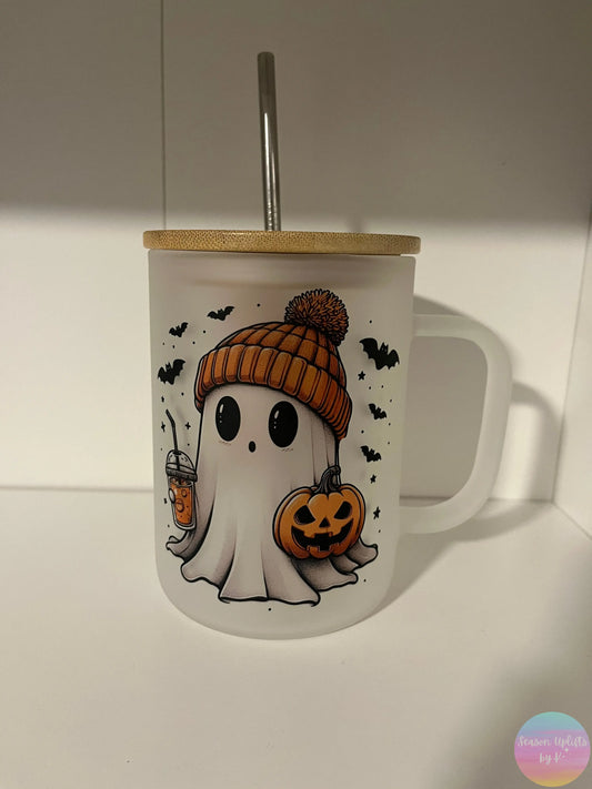 Cute Ghosty Frosted Glass Mug Season Uplifts by K