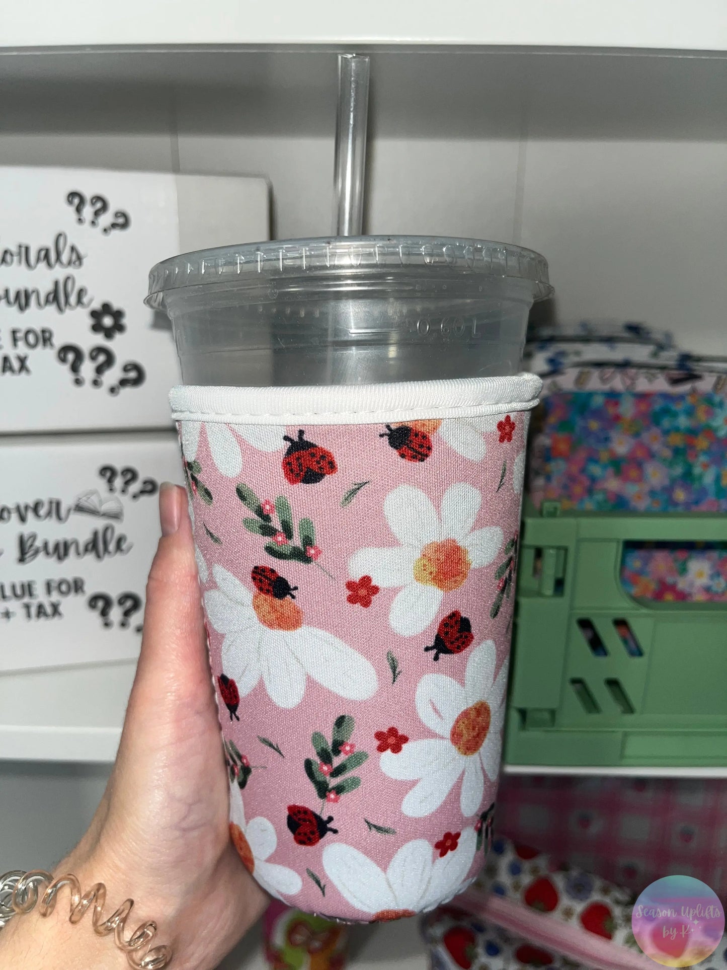 Daisies & Ladybugs Medium Drink Sleeve Season Uplifts by K