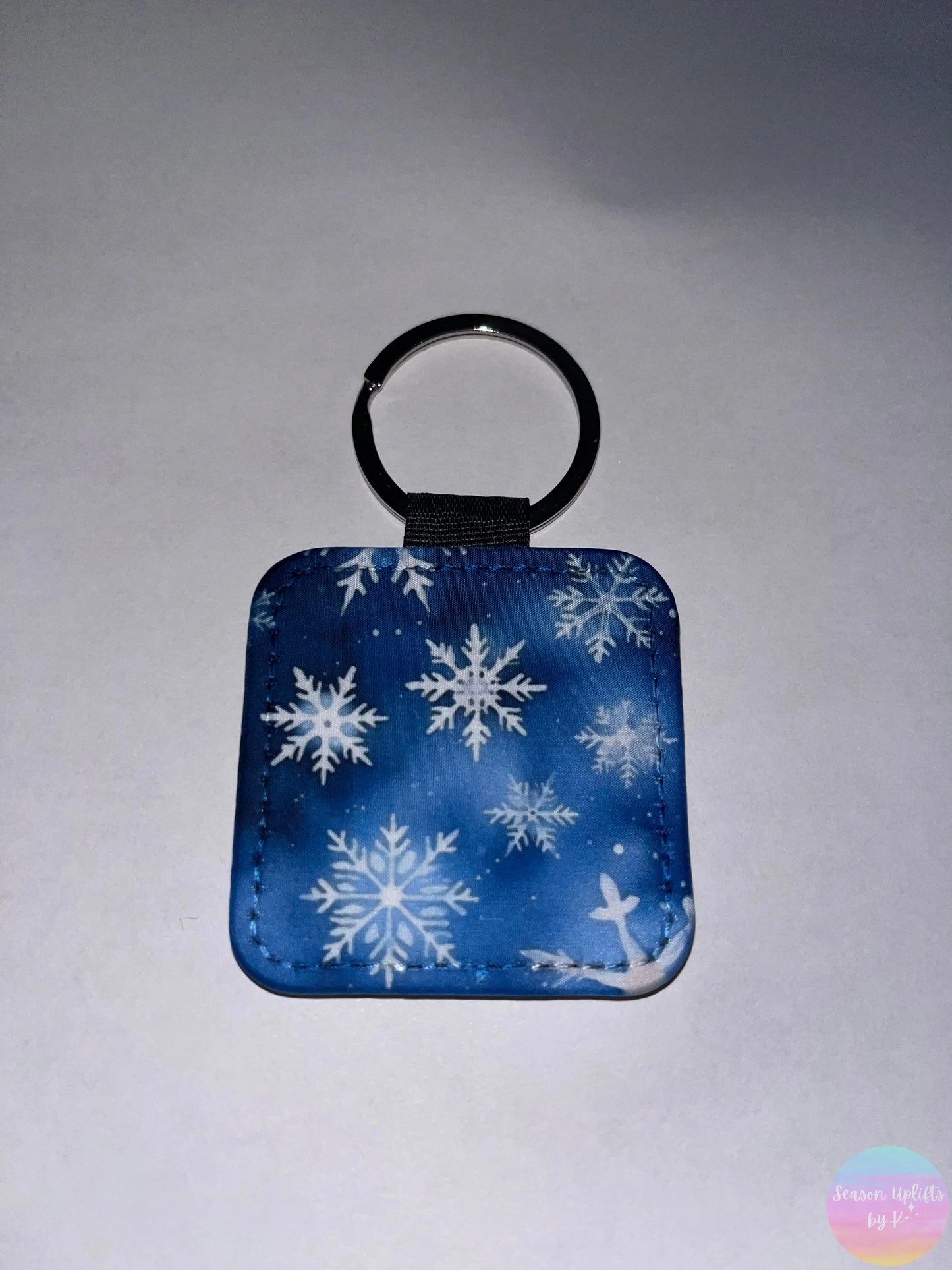 Falling Snowflakes Leather Keychain Season Uplifts by K