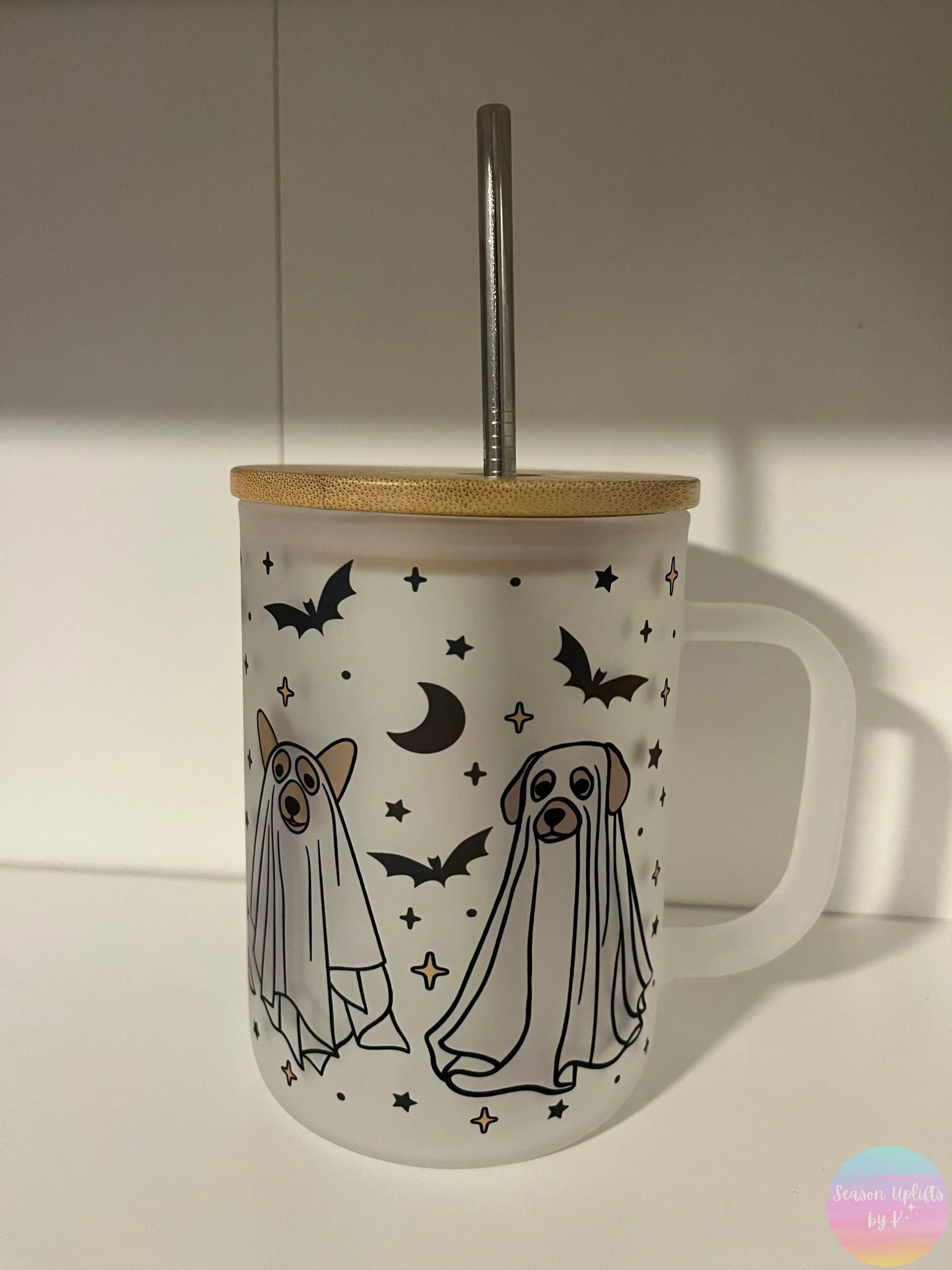 Ghost Dogs Frosted Glass Mug Season Uplifts by K