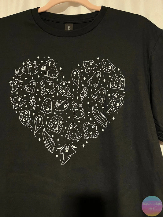 Ghosts Heart Black T-Shirt Season Uplifts by K