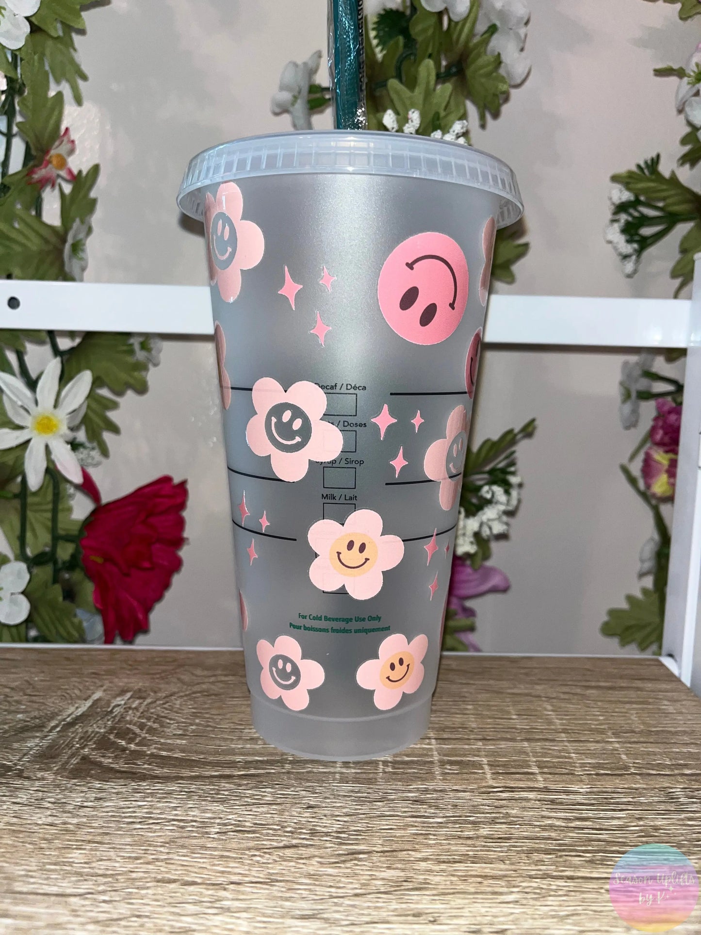 Happy Daisies 24oz Cold Cup + Lid + Straw Season Uplifts by K